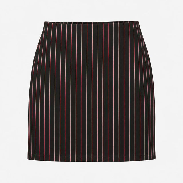 Skirt Pinstripe Stretch Pull On Pencil Black