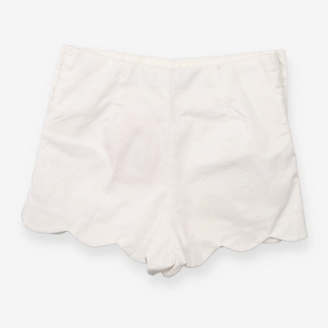White Cord Shorts Scallop Edges