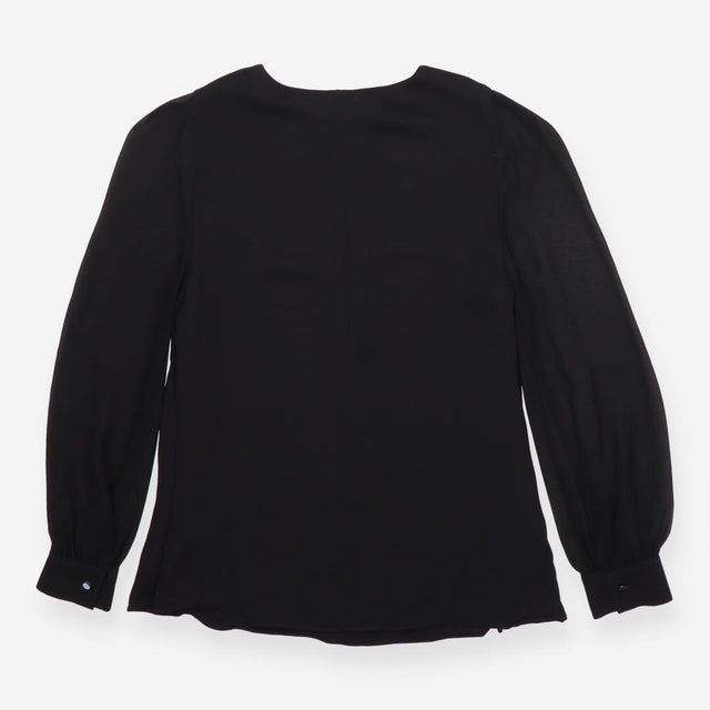 Reiss Black Long‑Sleeve Blouse – Silver Hardware C