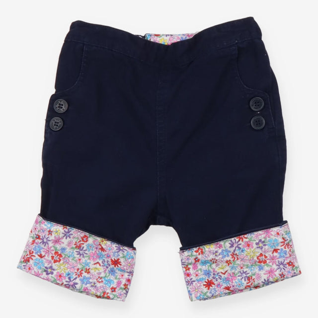 Shorts navy floral turn ups