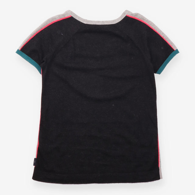 Grey Colour-Block Wool Blend Knitted T-Shirt