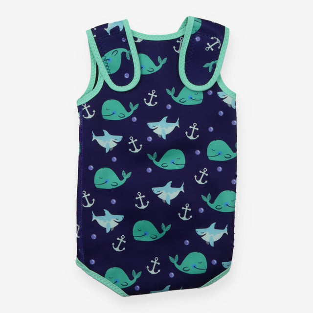 Swimbuds Wetsuit Navy with Green Trim Whales and S