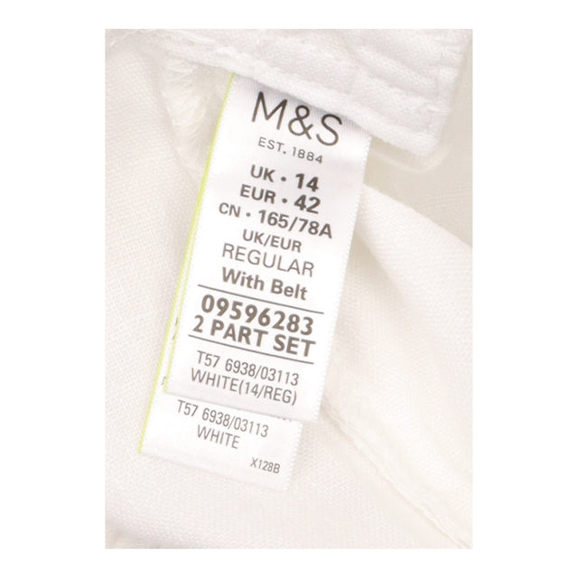 Trousers White Linen Wide Leg Belted