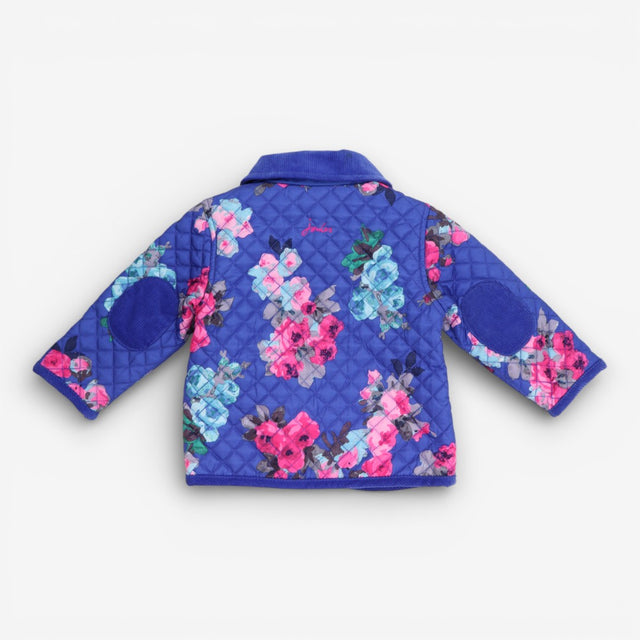 Blue Flowers Quilted Coat, Pockets