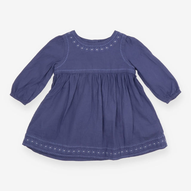 Dress LS blue silver centre flowers