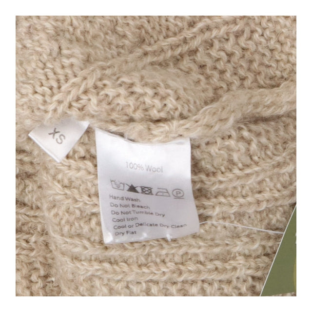 Chunky Wool Cable Knit Cardigan – Beige