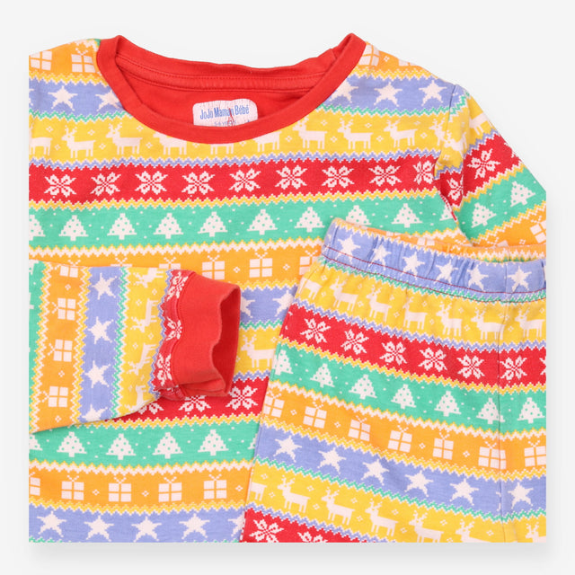 Pyjamas green orange red fairisle