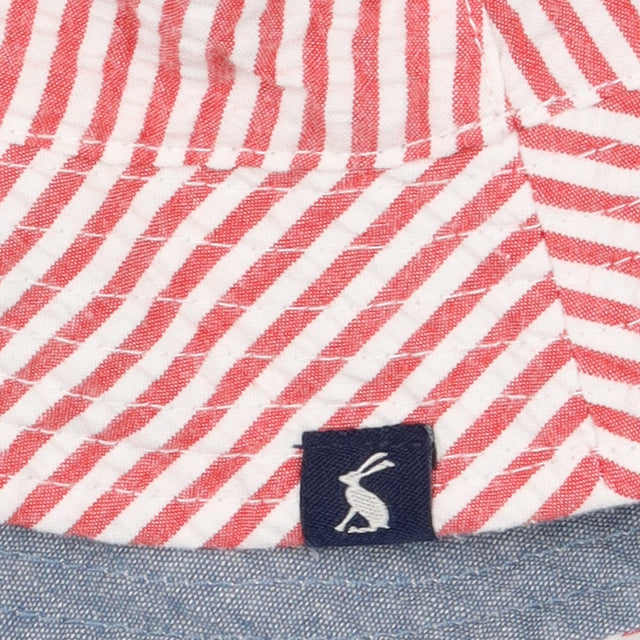 Reversible Sunhat Chambray and Red Stripe