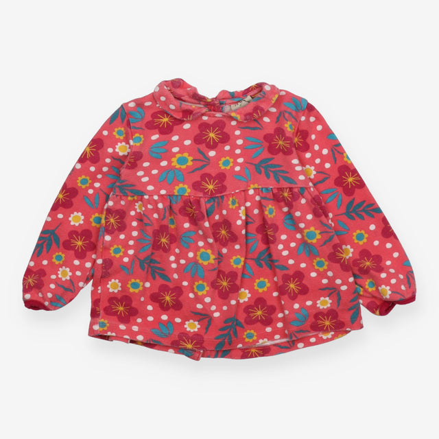 Dress LS jersey pink flowers spots