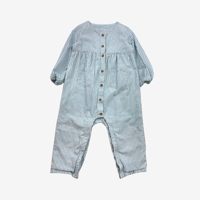 Blue Striped LS Romper