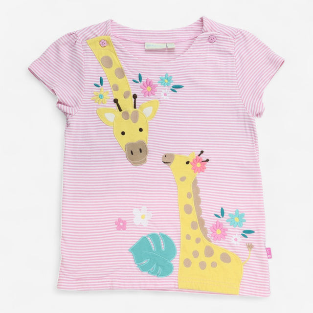T-shirt short sleeve pink and white stripe with gi