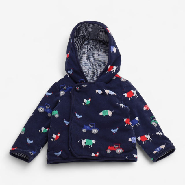 Hooded Jacket Reversible Farm Friends and Striped