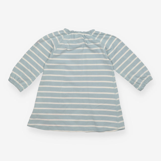 Blue Striped Dress Heart Pockets