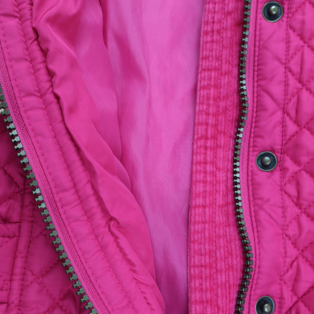 Coat Pink Quilted Cord Collar Flower Lining