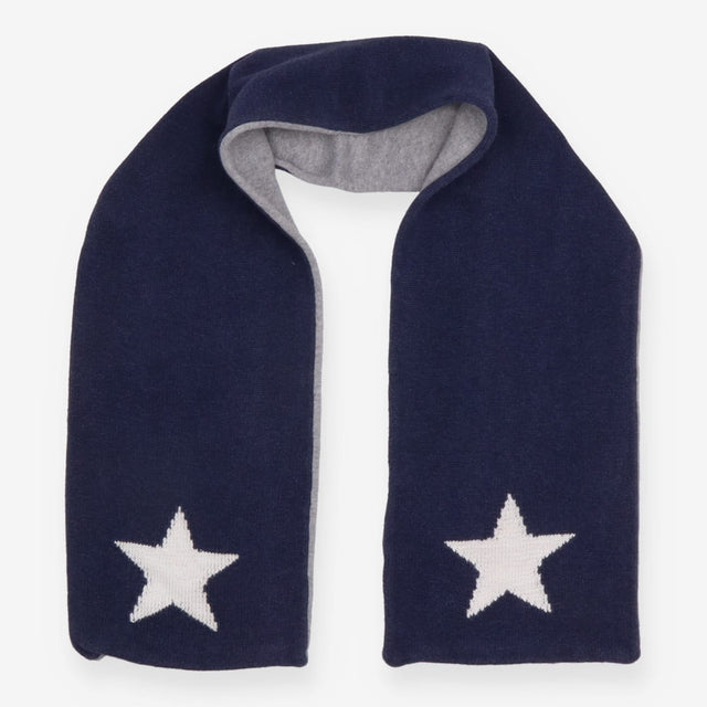 Scarf reversible grey navy with white stars