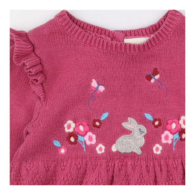 Dress Long Sleeved Knit Pink Rabbit, Butterflies a