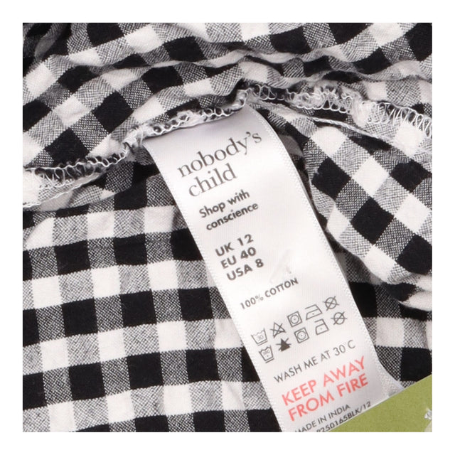Dress Black White Gingham Cotton Puff Sleeve Midi