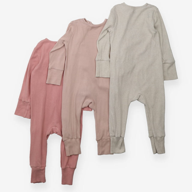 Sleepsuits zip 3pc ribbed fawn light and dark pink