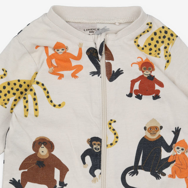 Sleepsuit cream monkeys leopard
