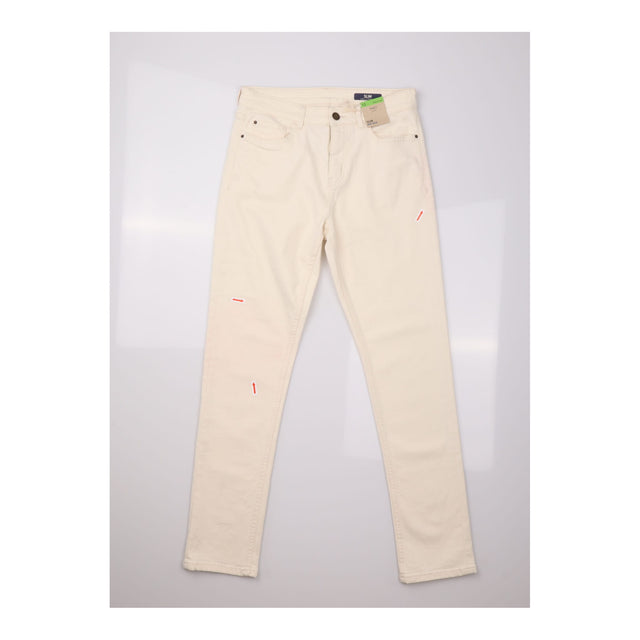 Jeans Slim Mid Rise Ecru Denim Pocket Stretch