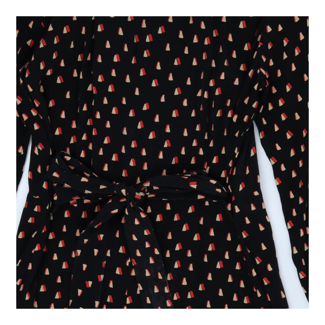 Black triangle geo print sheer shirt dress