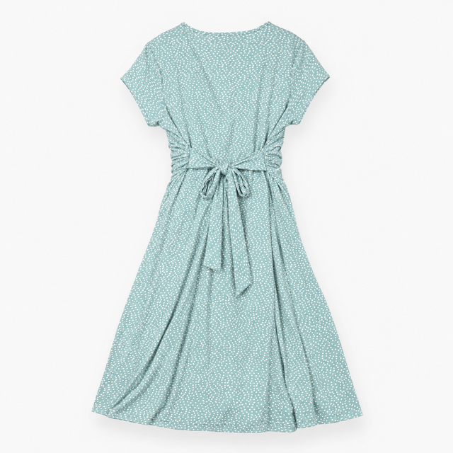 Dress Sage Green Polka Dot Knot Front Maternity