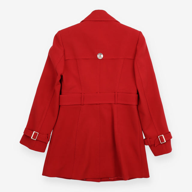 Dark Red Belted Tailored Trench Coat