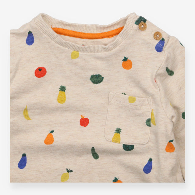 Tee with Veggies and Fruits Print