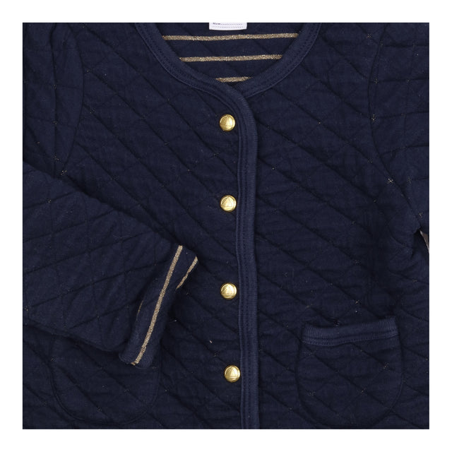 Navy Quilted Jacket with Gold Stripe Lining