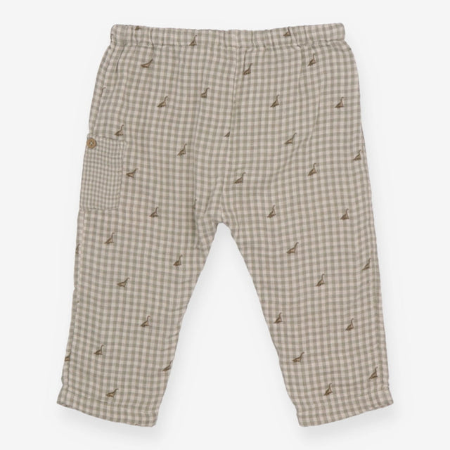 Trousers Green Check with Dinosaur Appliques