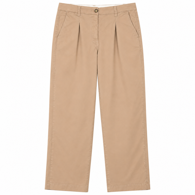 Trousers Beige Cotton Pleated Chino
