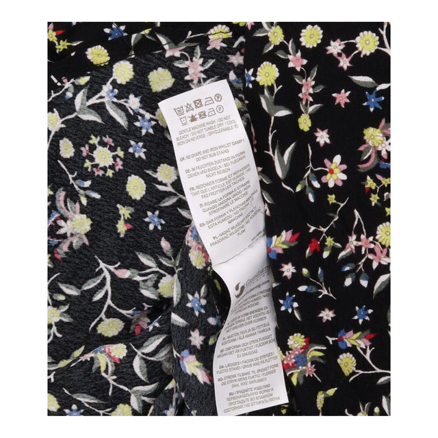 Dress Black Floral Tie Neck Long Sleeve Midi