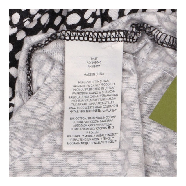 Printed Button Front Long Sleeve Blouse Black Whit