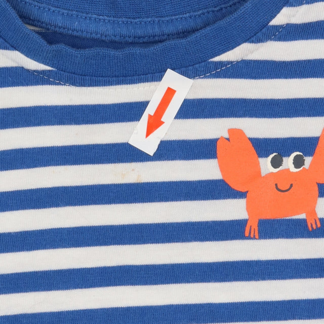 Blue Striped T-shirt Crab Applique