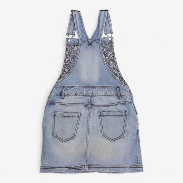 Dungarees shortie denim blue white floral lining