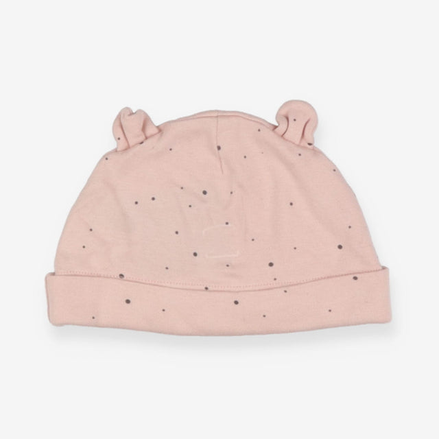 Baby hat pink black dots