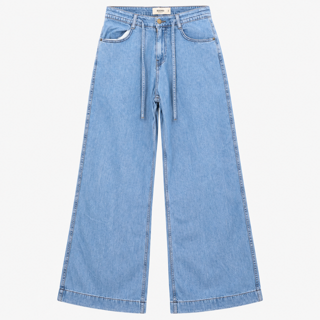 Jeans Light Blue Wash Wide Leg High Waist