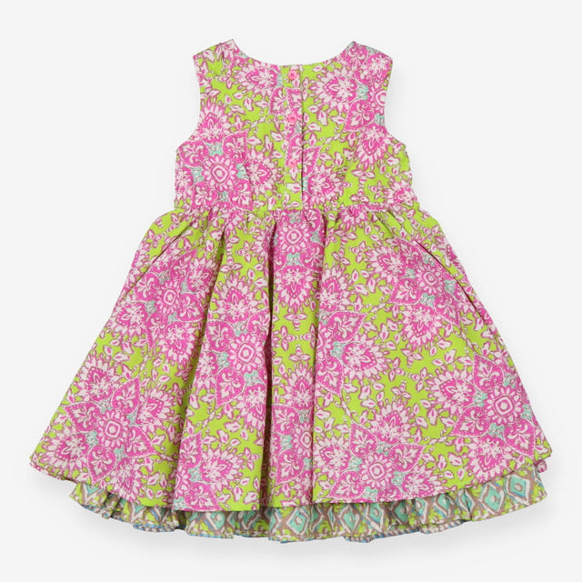 Dress Party Lime and Pink Print