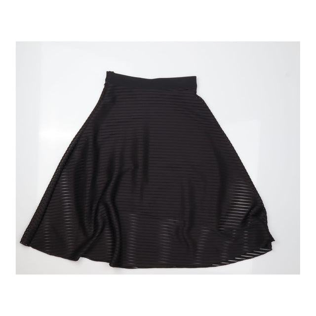 Black Striped Mesh A-Line Midi Skirt