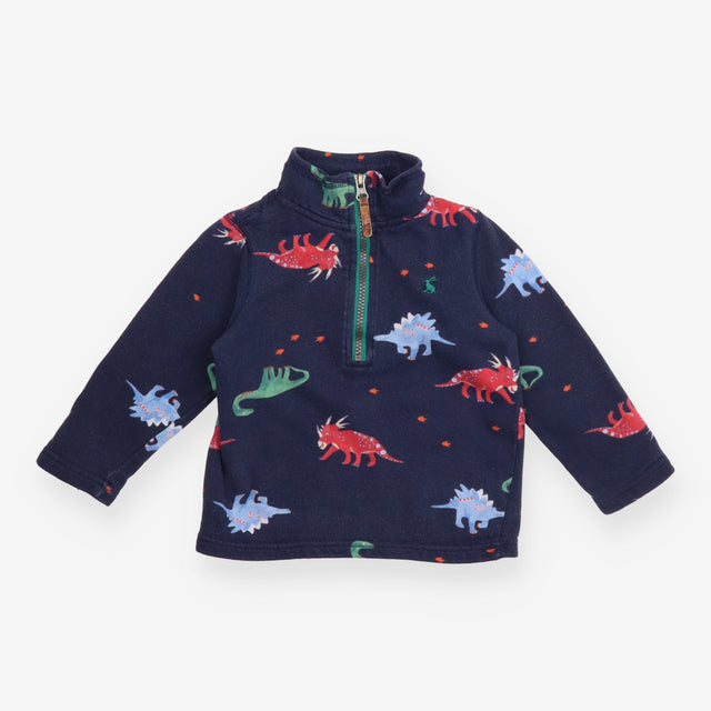 Quarter Zip Sweater Navy Dinosaurs