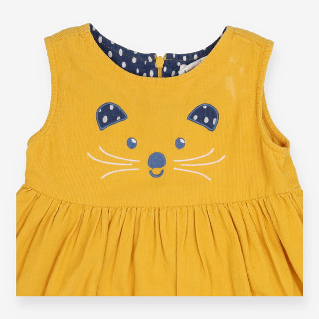 Yellow Cord Cat Pinafore