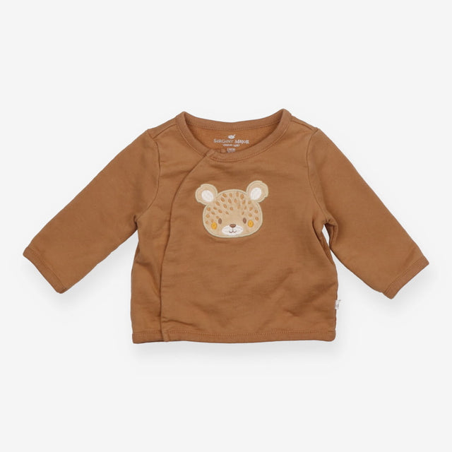 Jersey Sweater Fleece Lined Brown with Cheetah