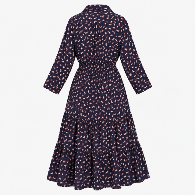 Midi Dress Red White Shamrock Print Ruffled Skirt