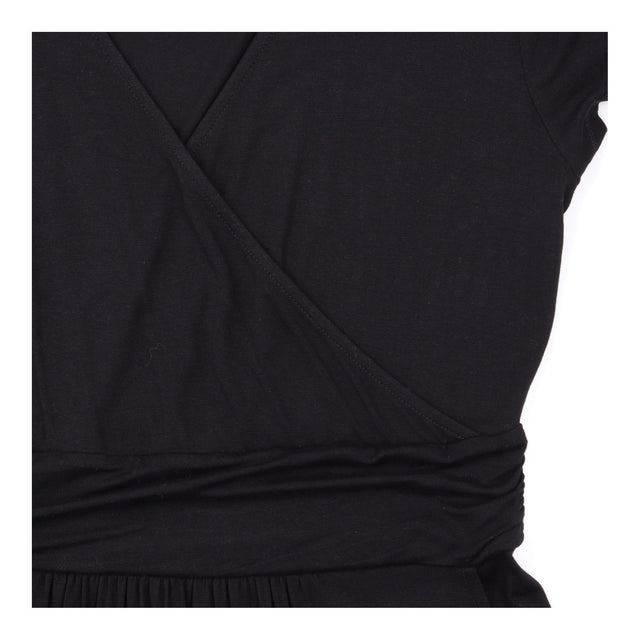 Dress Black Jersey Faux Wrap Ruched Waist