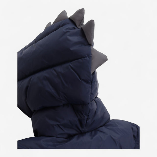 Navy Puffer Coat with Dino Spikes