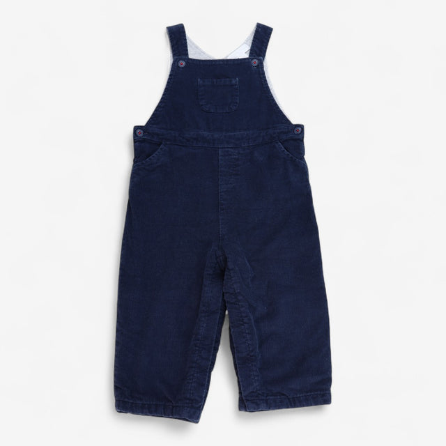 Navy Cord Dungarees Grey Lined