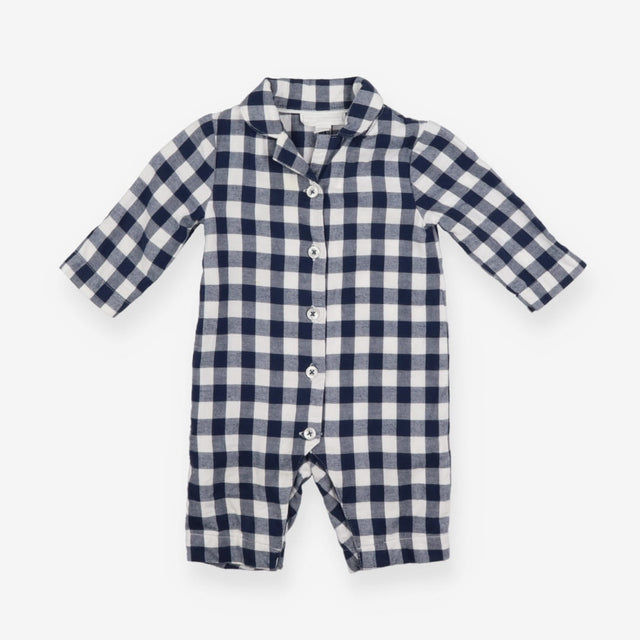 Blue Gingham collared romper