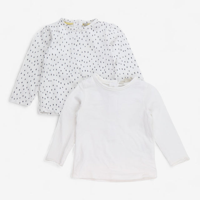 T-Shirt Long Sleeve White & Spots 2pcs