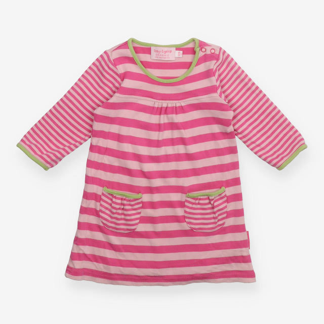Pink Striped Dress with Pockets