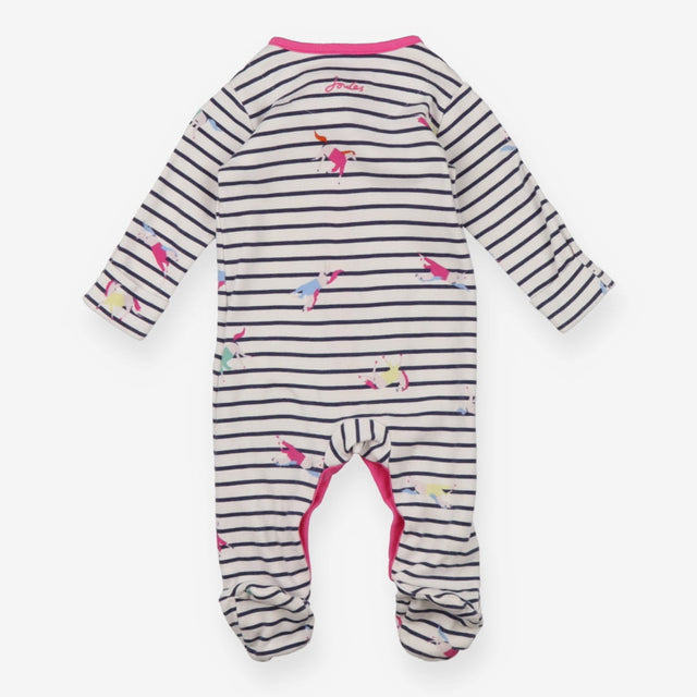 Sleepsuits striped horses pink edging